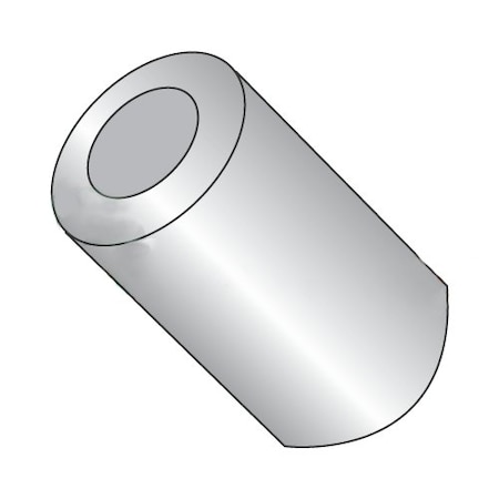 Round Spacer, #6 Screw Size, Plain Aluminum, 3/16 In Overall Lg, 0.140 In Inside Dia